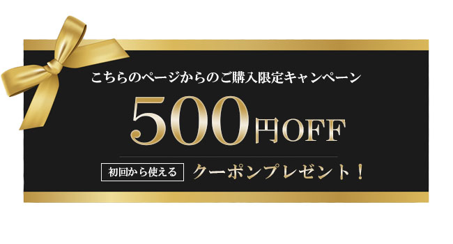 こちらのページからのご購入限定キャンペーン　初回から使える　500円OFFクーポンプレゼント！